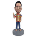 Stock Body Casual Peace and Love Male Bobblehead